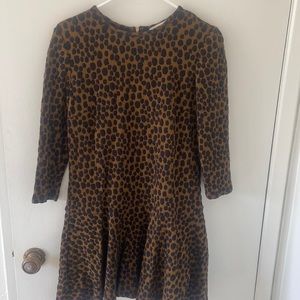 LOFT Leopard Print 3/4 sleeve Drop Waist Dress - Size Small